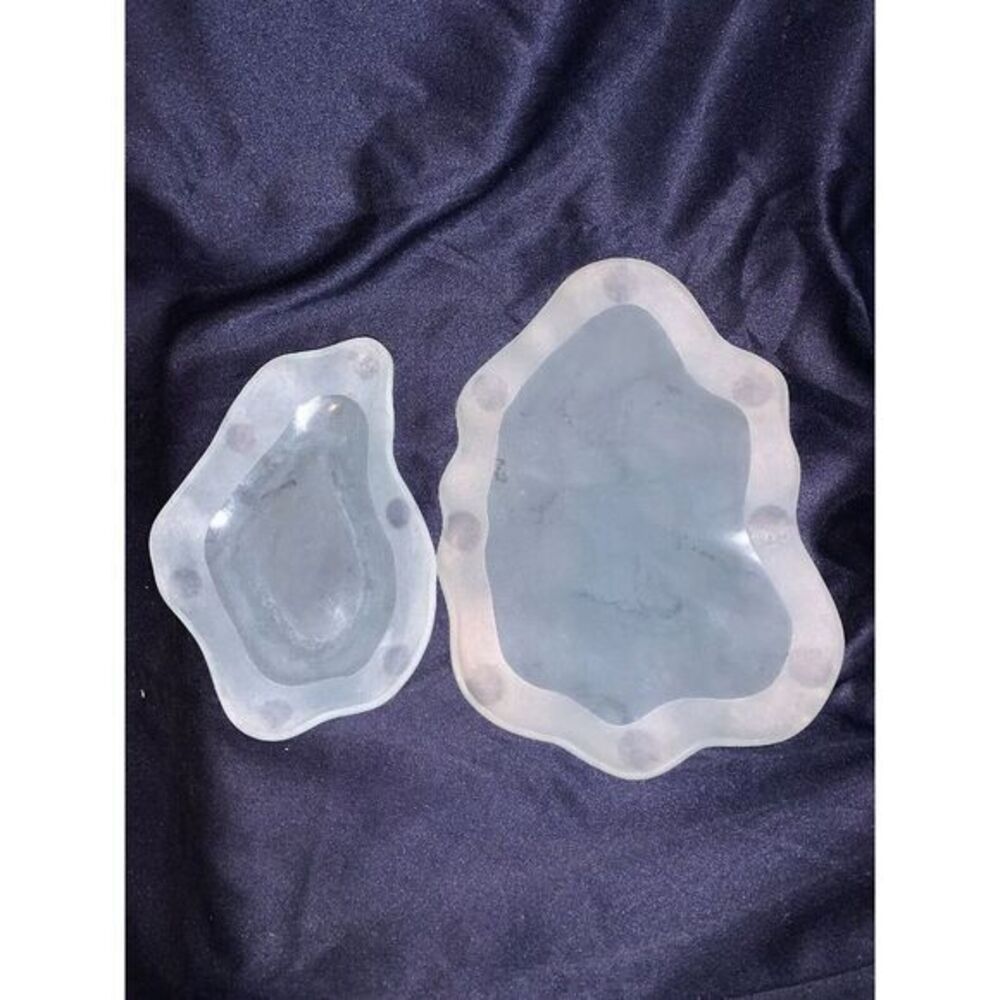 Jim McCullough Frosted Art Glass Tray Pale Aqua 2 Pieces